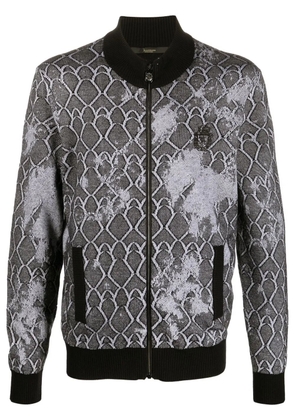 Billionaire embroidered logo-crest bomber jacket - Black