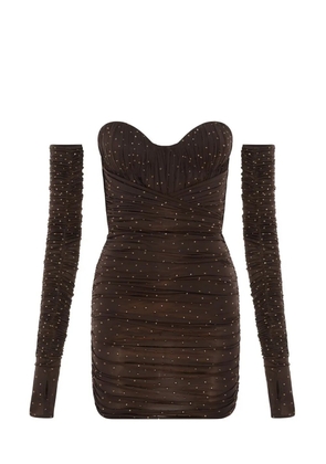 Alex Perry Koda ruched minidress - Brown