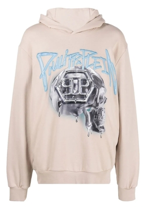 Philipp Plein skull-print long-sleeve hoodie - Neutrals