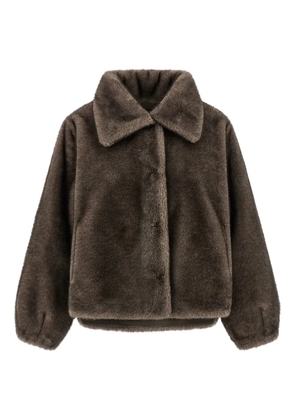 LOU ANDREA asymmetrical-hem faux-fur jacket - Brown