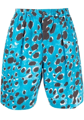 Marni all-over leopard-print shorts - Blue