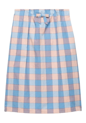 Prada bow-detailed checked skirt - Blue