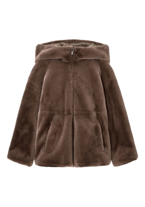 Emporio Armani hooded faux-fur coat - Brown