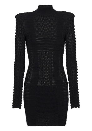 Balmain long-sleeve textured minidress - Black