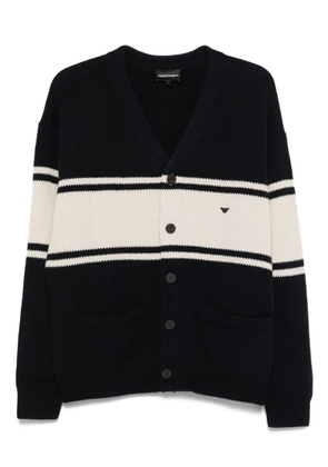 Emporio Armani striped wool cardigan - Blue