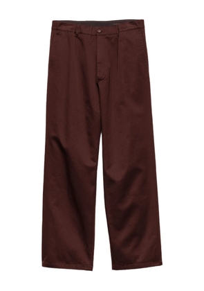 Prada triangle-logo cotton trousers - Brown