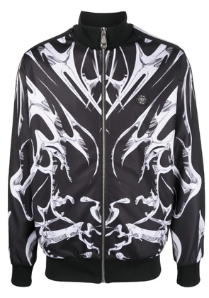 Philipp Plein graphic-print zip-up jacket - Black