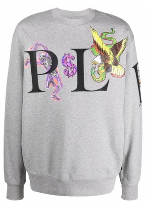 Philipp Plein graphic-print cotton sweatshirt - Grey
