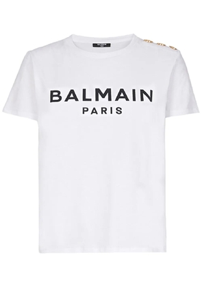 Balmain button-detail logo-print T-shirt - White