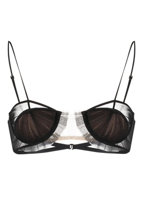 Nensi Dojaka panelled semi-sheer bra - Black