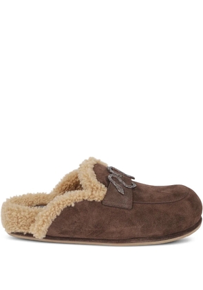 René Caovilla shearling-lining slippers - Brown
