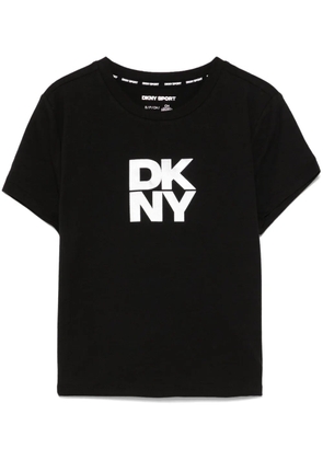 DKNY foil-logo cropped T-shirt - Black