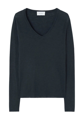 American Vintage Jacksonville textured v-neck top - Blue