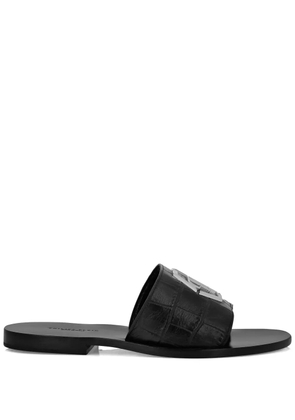Philipp Plein logo-plaque leather sandals - Black