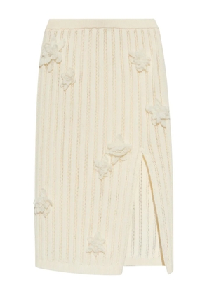Casablanca floral-appliqué midi skirt - White