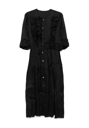 Christian Peau ruffled button-front dress - Black