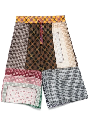 Marine Serre scarves silk shorts - Brown
