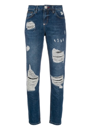 Philipp Plein Statement mid-rise slim jeans - Blue