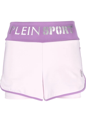 Plein Sport logo-waistband jogging shorts - Purple