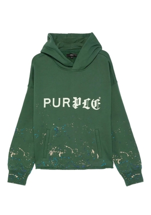 Purple Brand logo-print splatter-effect hoodie - Green