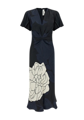 Victoria Beckham gathered V-neck midi dress - Blue