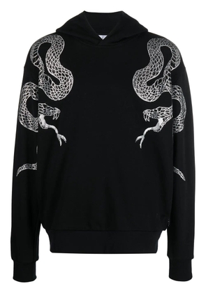 Philipp Plein embellished snake-print detail hoodie - Black