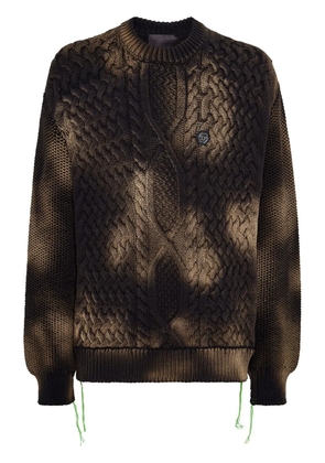 Philipp Plein Smile-embroidered tie-dye jumper - Black