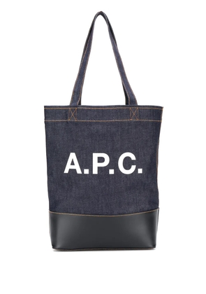 A.P.C. logo print denim tote - Blue