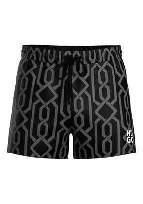 HUGO geometric-pattern swim shorts - Black