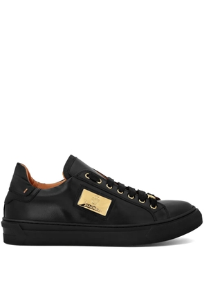 Billionaire logo-plaque leather sneakers - Black