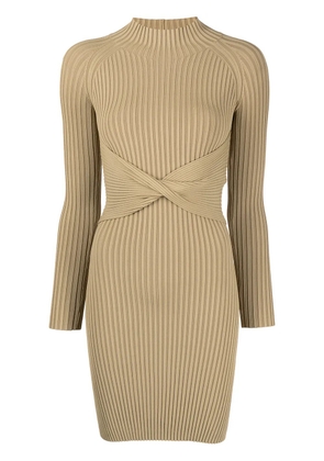 Dion Lee twist-detail ribbed-knit minidress - Green