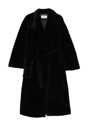Agnona belted faux-fur coat - Black