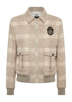 Billionaire check-crest bomber jacket - Neutrals