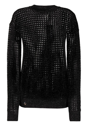 Philipp Plein metallic-threaded mesh jumper - Black