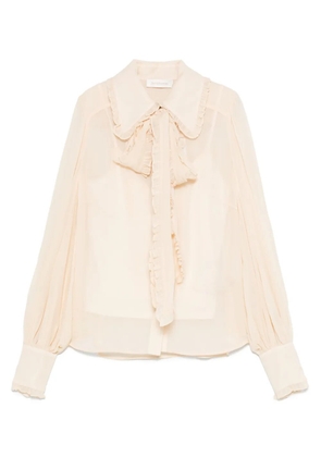 ZIMMERMANN georgette bow shirt - Neutrals