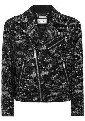 Philipp Plein camouflage biker jacket - Black