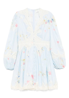 ZIMMERMANN Lucky lace plunge mini dress - Blue
