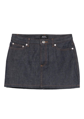 A.P.C. topstitched mini skirt - Blue