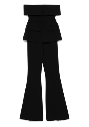 Self-Portrait crepe off-shoulder jumpsuit - Black