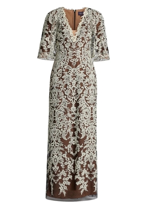 Marchesa Notte lace-overlay dress - Black