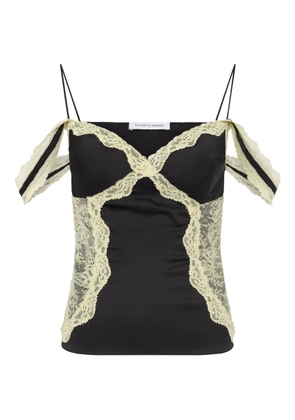 Marine Serre lace-trimmed satin top - Black