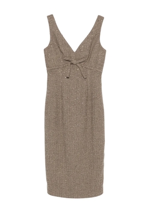 ERMANNO FIRENZE bow-detail midi dress - Brown
