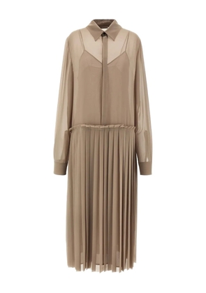 AMI Paris pleated midi shirt dress - Neutrals