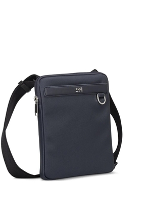 BOSS textured zip-fastening messenger bag - Blue