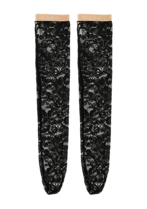 Valentino Garavani Rebordè lace logo-detail socks - Black