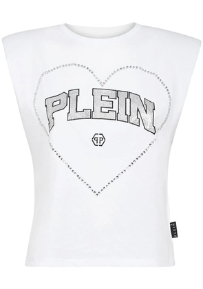 Philipp Plein rhinestone-embellished cotton tank top - White