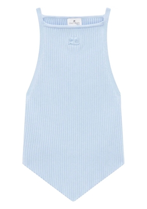 Courrèges Pointy rib-knit tank top - Blue