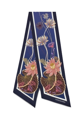 Ferragamo Water Lily printed silk scarf - Blue
