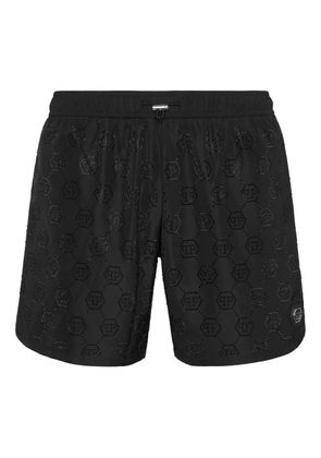Philipp Plein logo-embossed swim shorts - Black