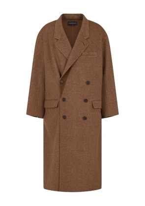Emporio Armani double-breasted peak-lapels coat - Brown
